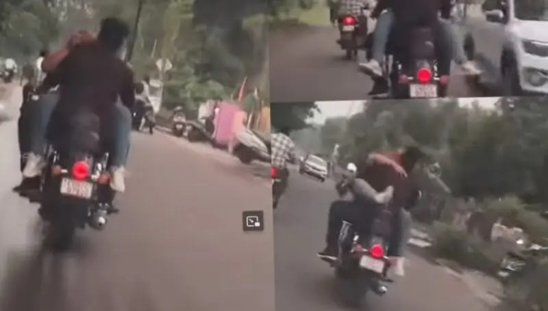 भिलाई की सड़कों पर बुलेट पर रोमांस का वायरल वीडियो...
