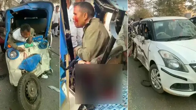 रायपुर VIP रोड पर भीषण सड़क हादसा: तेज रफ्तार बोलेरो ने कार और ई-रिक्शा को रौंदा, चालक का पैर कटकर अलग