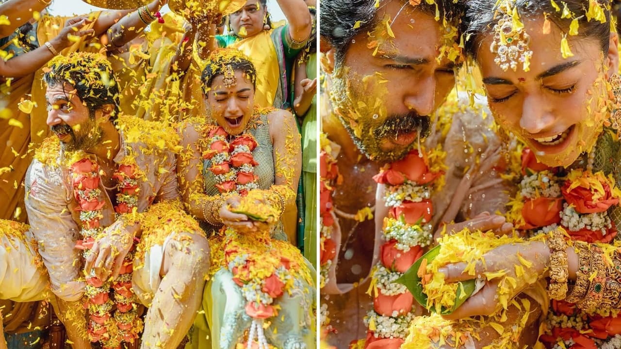 रश्मिका-विजय ने हल्दी में खेली होली, रंगों और फूलों में हुए सराबोर...