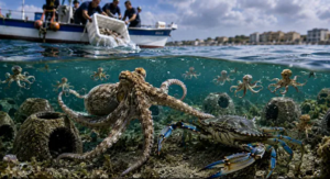 Blue Crab Crisis: समुद्र में छिड़ी अनोखी जंग! 1.30 लाख Baby Octopus की फौज से ब्लू क्रैब का होगा सफाया?…