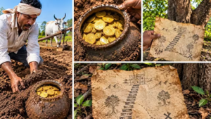 खेत में हल चलाते ही मिला सोने के सिक्कों से भरा घड़ा? पेड़ के नीचे मिले रहस्यमयी नक्शे ने बढ़ाई उत्सुकता…