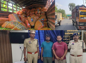 CG- मिर्ची की बोरियों के नीचे छिपा था 440 किलो गांजा, ₹2.40 करोड़ की खेप पकड़ी; ओडिशा से UP जा रहे थे 2 तस्कर…